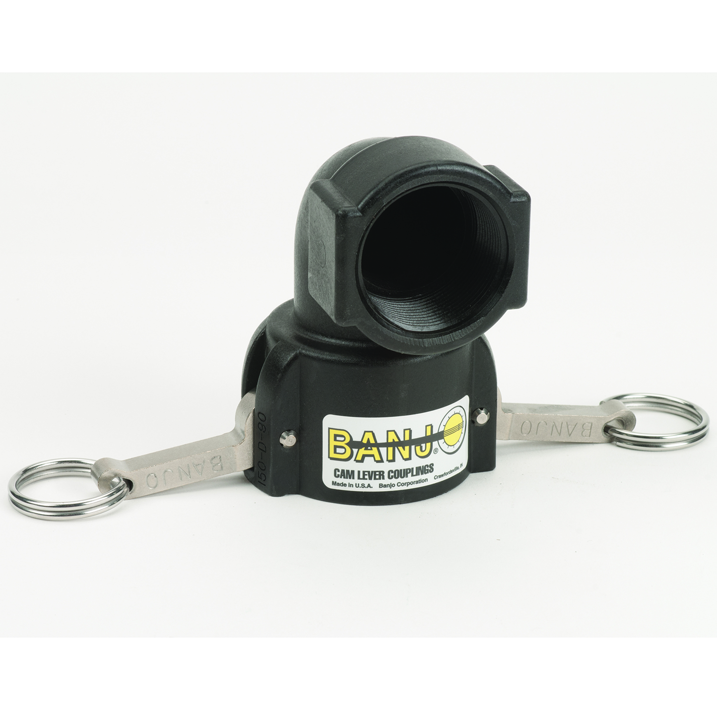 PP Elbow 90 DEG 1 1/2-inch FQDC X 1 1/2-inch FNPT | 150D90 | Banjo Corporation | Category-Elbow, Connector Type-Female NPT, Connector Type-Female QDC