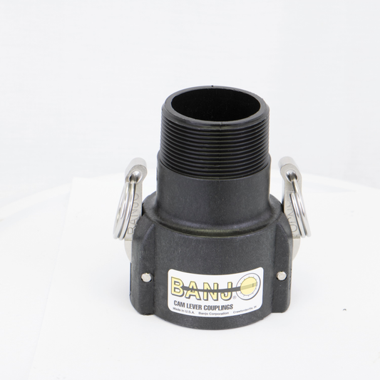 2-inch Female Coupler X 2-inch Extended Male Thread Poly | 201B | Banjo Corporation | Category-Adapter, Connector Type-Female QDC, Connector Type-Male NPT