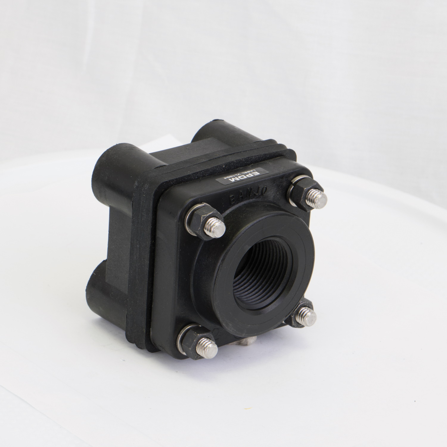 1-inch X 1-inch Threaded Bolted Tank Flange w/ EPDM Gasket | BF100 | Banjo Corporation | Category-Bulkhead, Connector Type-Female NPT, Material-Polypropylene