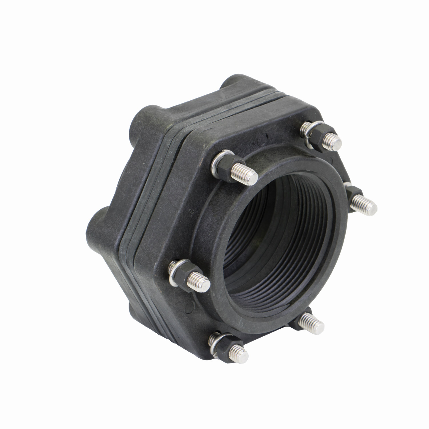 3-inch X 3-inch Threaded Bolted Tank Flange w/ EPDM Gasket | BF300 | Banjo Corporation | Category-Bulkhead, Connector Type-Female NPT, Material-Polypropylene