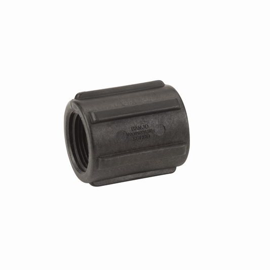 PP Adapter 1-inch FNPT X 1-inch FNPT | CPLG100 | Banjo Corporation | Category-Adapter, Connector Type-Female NPT, Material-Polypropylene