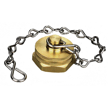 MACHINED BRASS CAP GHT WITH CHAIN | G0700B-WC | Greenline Hose & Fittings | Category-Cap, Connector Type-Female GHT, Material-Brass