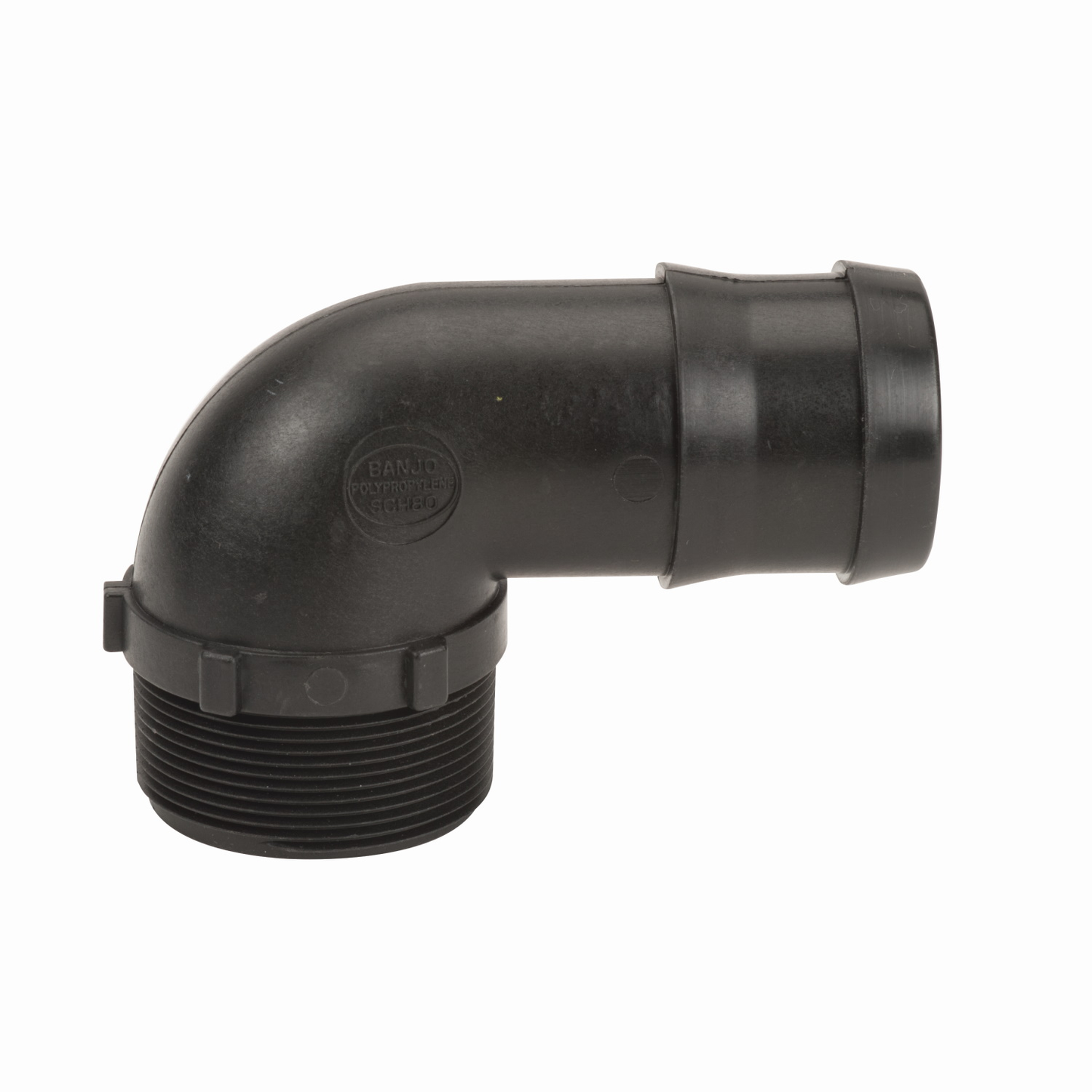 PP Elbow 90 DEG 2-inch MNPT X 2-inch HB | HB200-90 | Banjo Corporation | Category-Elbow, Connector Type-HB, Connector Type-Male NPT