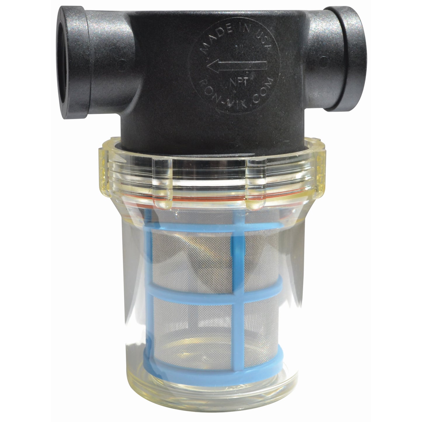 Mini T Strainer 1-inch w/ 80 Mesh Screen & Clear Bowl | LSTM10080C | TerreMax | Category-Line Strainer, Connector Type-Female NPT, Material-Polypropylene