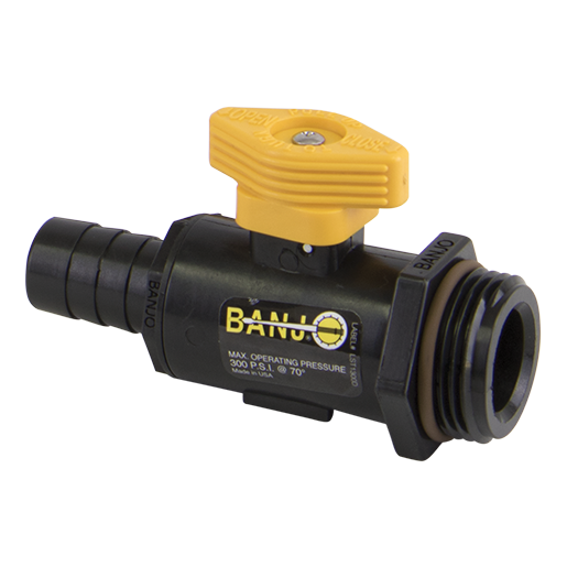 PP Valve Micro 3/4-inch HB X 1-inch MNPT | LVHB075100MTLV | Banjo Corporation | Category-Valve, Connector Type-HB, Connector Type-Male NPT