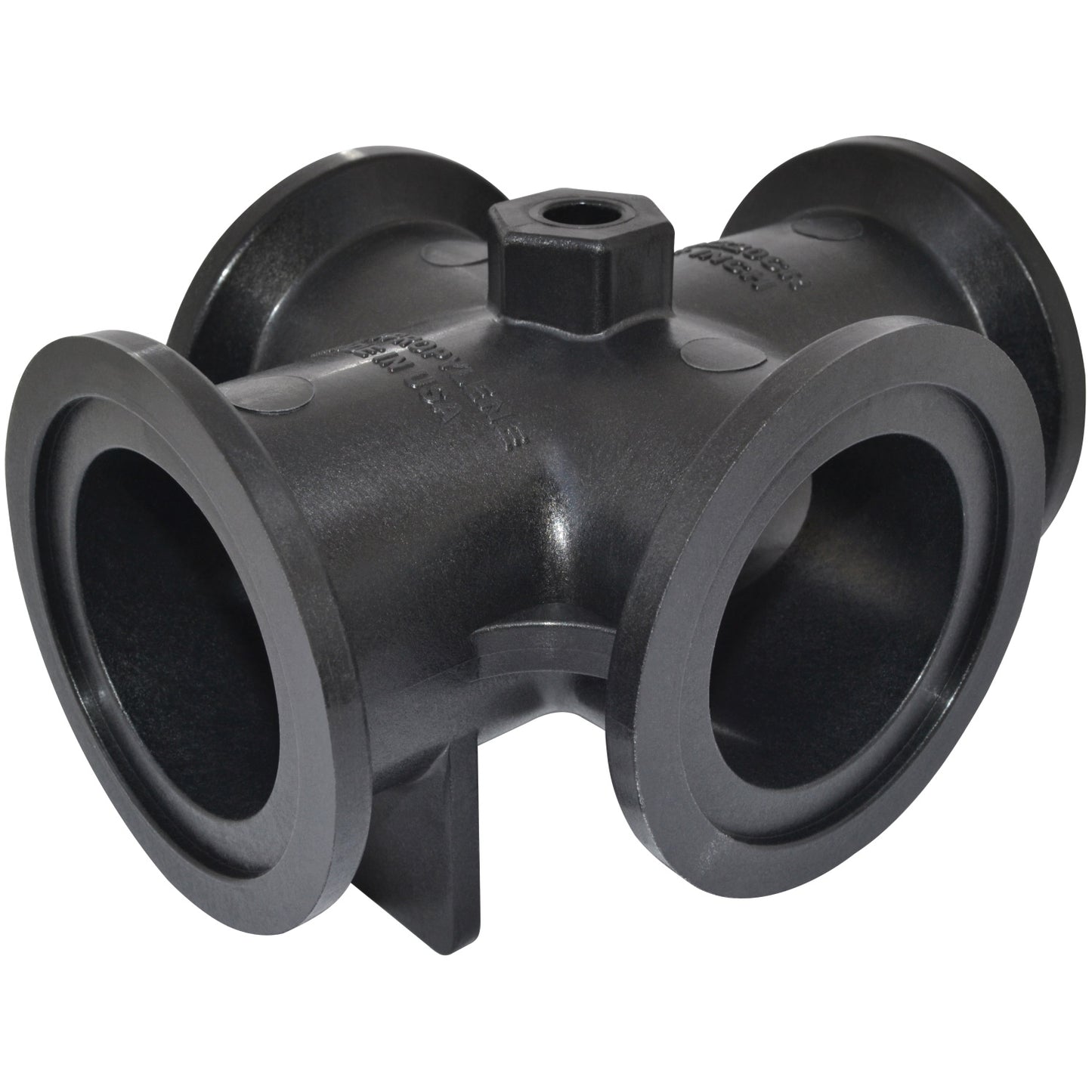PP Cross 1-inch Flange X 1-inch Flange | M100CR | TerreMax | Category-Cross, Connector Type-Manifold Flange, Material-Polypropylene