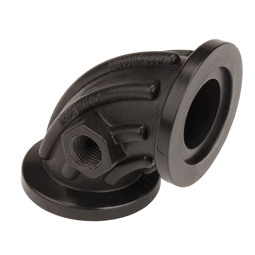 PP Sweep 90 DEG 1-inch FLG X 1-inch FLG | M100SWPG90 | Banjo Corporation | Category-Sweep, Connector Type-Manifold Flange, Material-Polypropylene