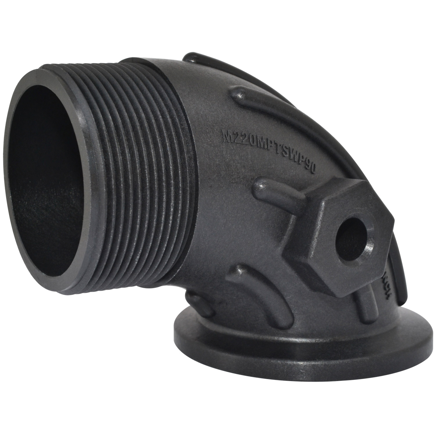 PP Sweep 2-inch FP Flange X 2-inch MNPT | M220MPTSWP90 | TerreMax | Category-Sweep, Connector Type-Full Port, Connector Type-Male NPT