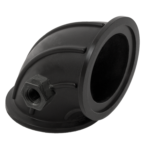 3-inch Flange X Flange Sweep w/ 1/4-inch Gauge Port | M300SWPG90 | Banjo Corporation | Category-Sweep, Connector Type-Manifold Flange, Material-Polypropylene