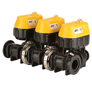 1-inch MEVX 3 Bank 2-inch FP In | MEVX103 | Banjo Corporation | Category-Valve, Connector Type-Manifold Flange, Material-Polypropylene