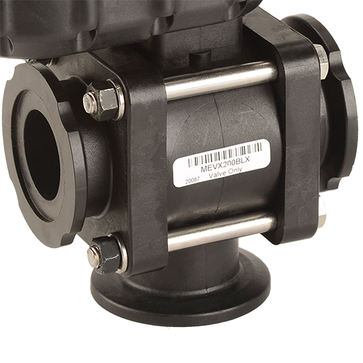 2-inch MEVX SP Bottom Load 1/2-inch SEC WWC 3W | MEVX200BLX | Banjo Corporation | Category-Valve, Connector Type-Manifold Flange, Material-Polypropylene