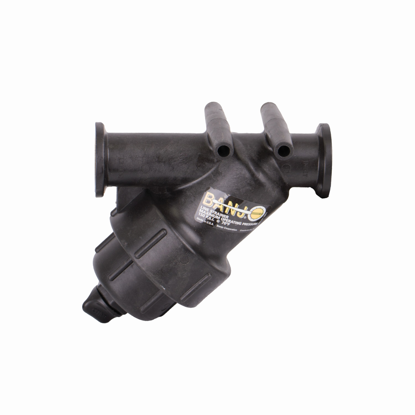 1-inch Manifold Y Strainer w/ 80 Mesh Screen | MLS100-80 | Banjo Corporation | Category-Line Strainer, Connector Type-Manifold Flange, Material-Polypropylene