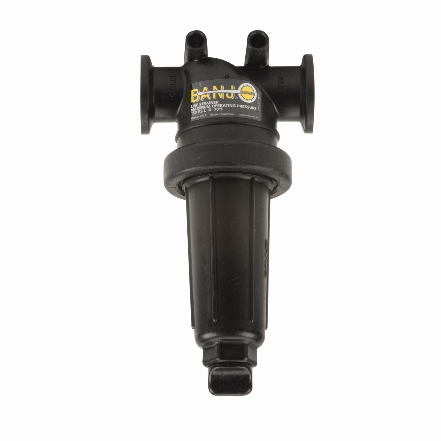 1-inch Manifold T Strainer w/ 30 Mesh Screen | MLST100-30 | Banjo Corporation | Category-Line Strainer, Connector Type-Manifold Flange, Material-Polypropylene