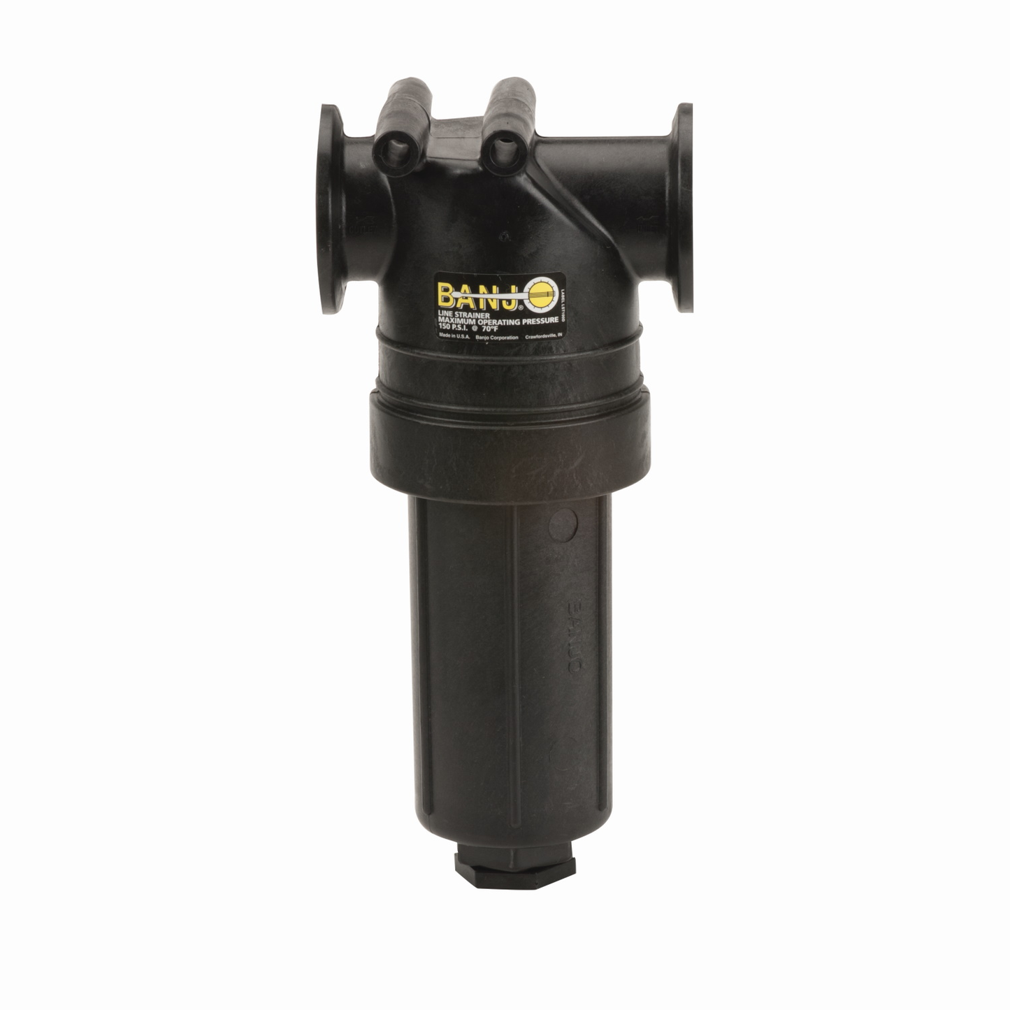 2-inch Manifold T Strainer w/ 100 Mesh Screen | MLST150-100 | Banjo Corporation | Category-Line Strainer, Connector Type-Manifold Flange, Material-Polypropylene