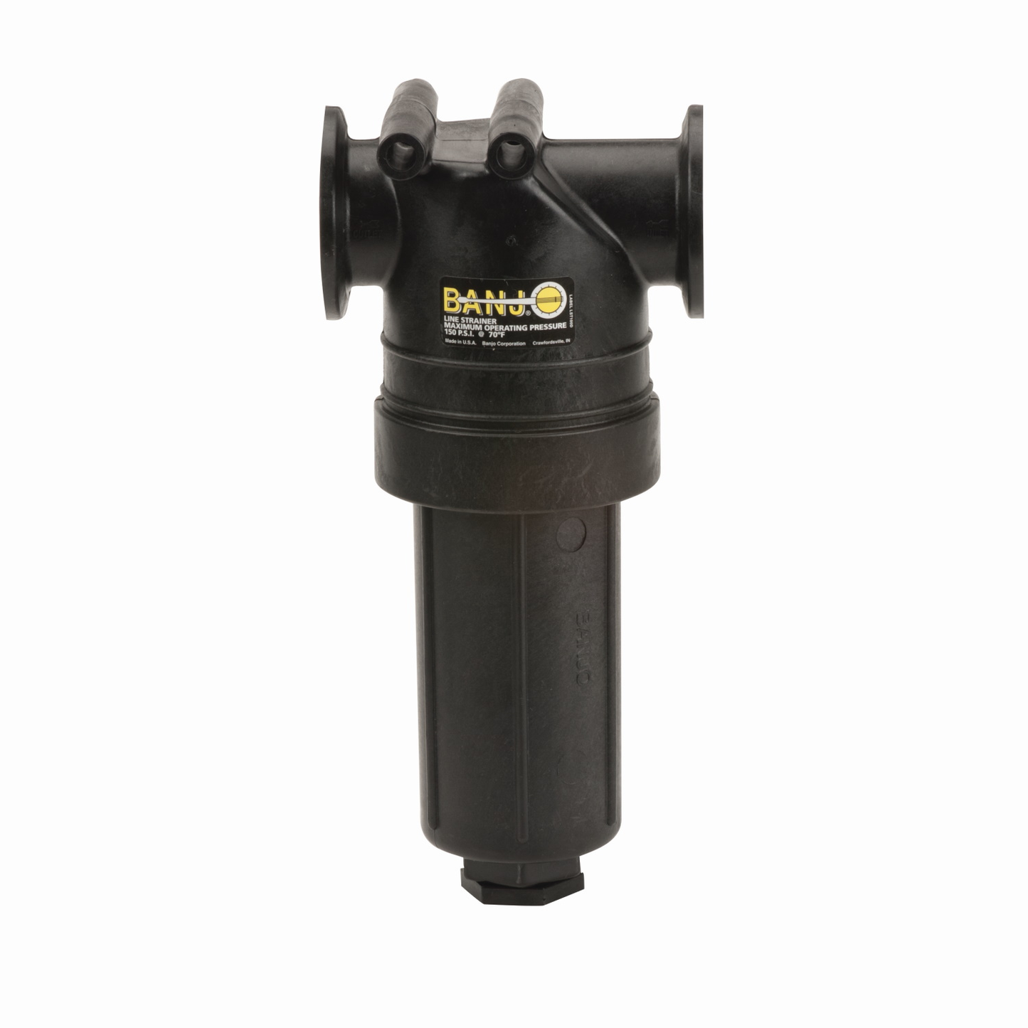 2-inch Manifold T Strainer w/ 50 Mesh Screen | MLST150-50 | Banjo Corporation | Category-Line Strainer, Connector Type-Manifold Flange, Material-Polypropylene