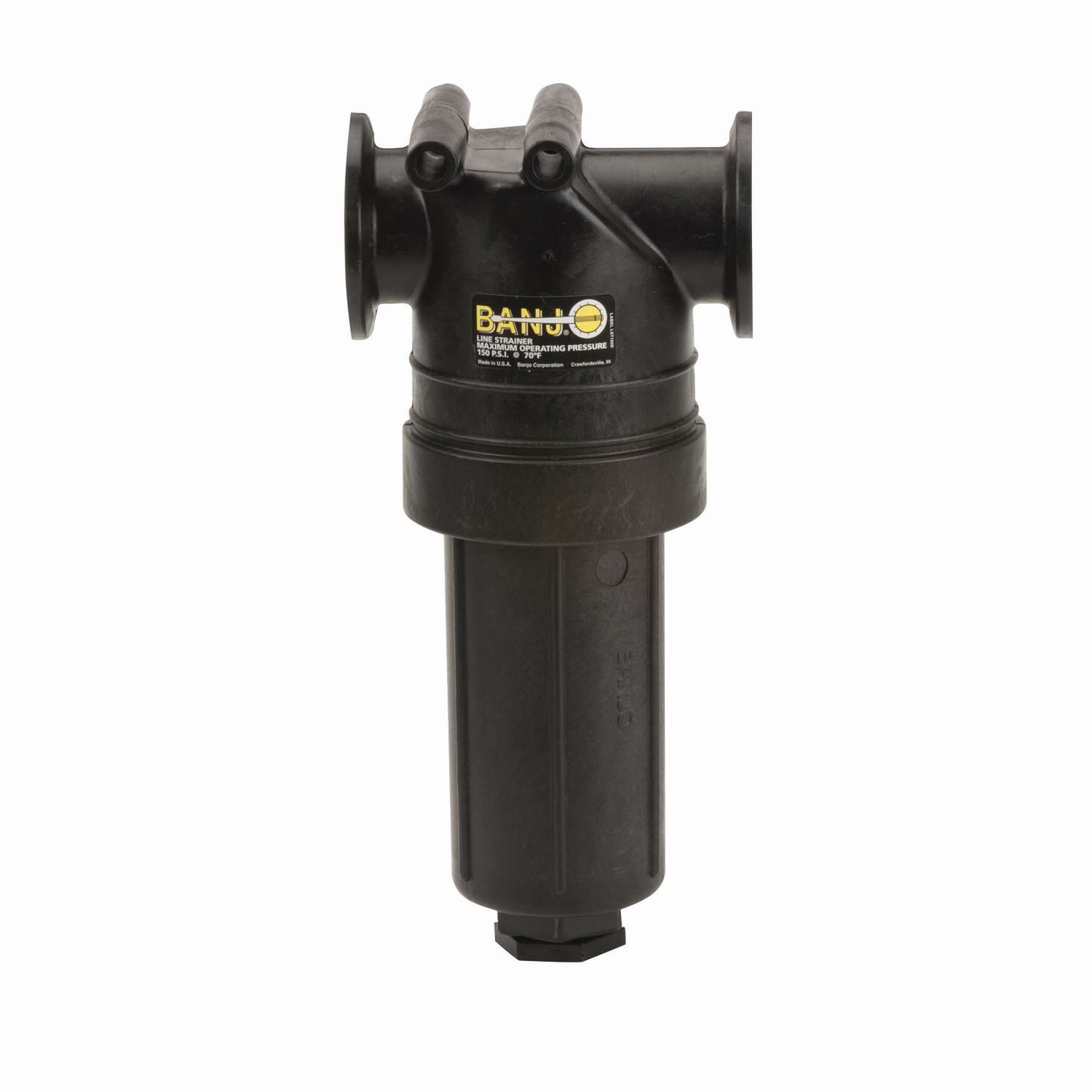 2-inch Manifold T Strainer w/ 80 Mesh Screen | MLST150-80 | Banjo Corporation | Category-Line Strainer, Connector Type-Manifold Flange, Material-Polypropylene