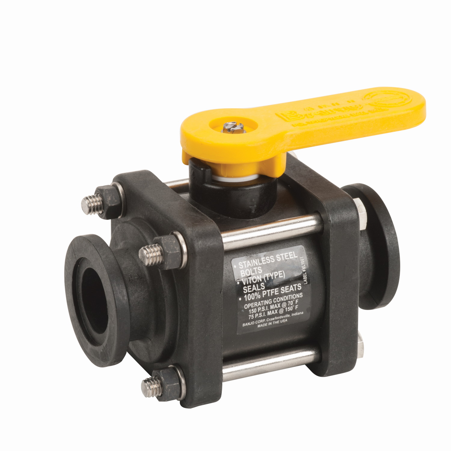 PP Valve Full Port 1-inch FLG X 1-inch FLG | MV100CF | Banjo Corporation | Category-Valve, Connector Type-Manifold Flange, Material-Polypropylene