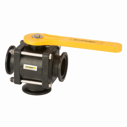 PP Valve 3 Way BTM Full Port 2-inch FP FLG X 2-inch FP FLG | MV220BL | Banjo Corporation | Category-Valve, Connector Type-Full Port, Connector Type-Manifold Flange