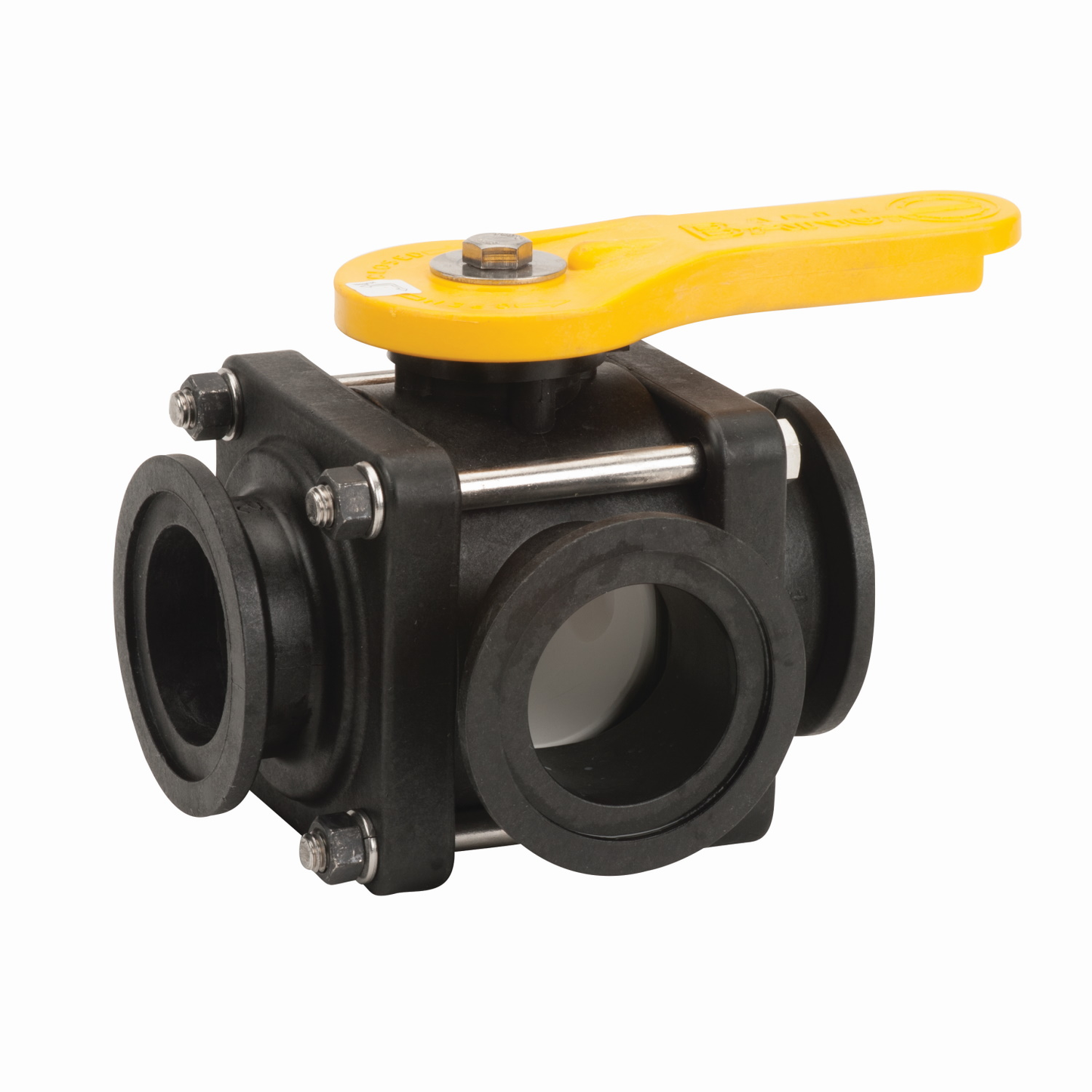 PP Valve 3 Way Side Full Port 2-inch FP FLG X 2-inch FP FLG | MV220SL | Banjo Corporation | Category-Valve, Connector Type-Full Port, Connector Type-Manifold Flange