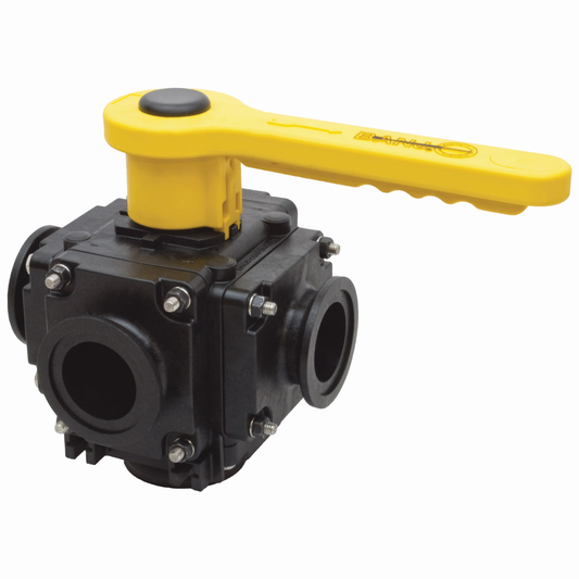 2-inch FP Manifold 5 Way Valve | MV225CF | Banjo Corporation | Category-Valve, Connector Type-Manifold Flange, Material-Polypropylene