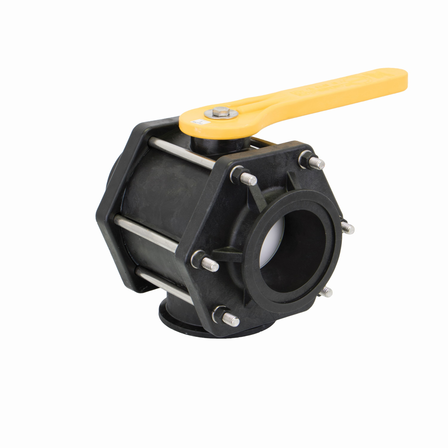 PP Valve 3 Way BTM Full Port 3-inch FLG X 3-inch FLG | MV300BL | Banjo Corporation | Category-Valve, Connector Type-Manifold Flange, Material-Polypropylene