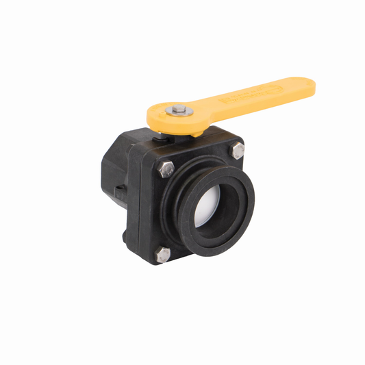 PP Valve Ball Stubby 2-inch FP FLG X 2-inch FNPT | MVS220FP | Banjo Corporation | Category-Valve, Connector Type-Full Port, Connector Type-Manifold Flange