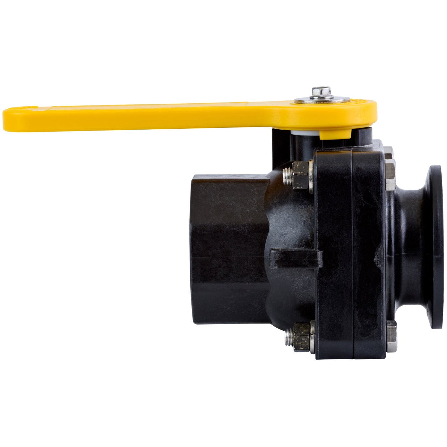 PP Valve Ball Stubby 2-inch FP Flange X 2-inch FNPT | MVS220FP | TerreMax | Category-Valve, Connector Type-Full Port, Connector Type-Manifold Flange