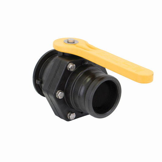 3-inch Stubby Valve QDC X Flange Long Handle | MVSF300 | Banjo Corporation | Category-Valve, Connector Type-Manifold Flange, Material-Polypropylene