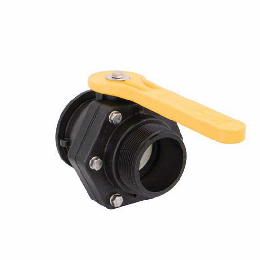 3-inch Manifold X Mount Stubby Valve, Long Handle | MVSMT300 | Banjo Corporation | Category-Valve, Connector Type-Manifold Flange, Material-Polypropylene