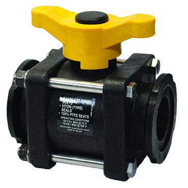 2-inch Manifold Valve w/ T Handle | MVT200CF | Banjo Corporation | Category-Valve, Connector Type-Manifold Flange, Material-Polypropylene