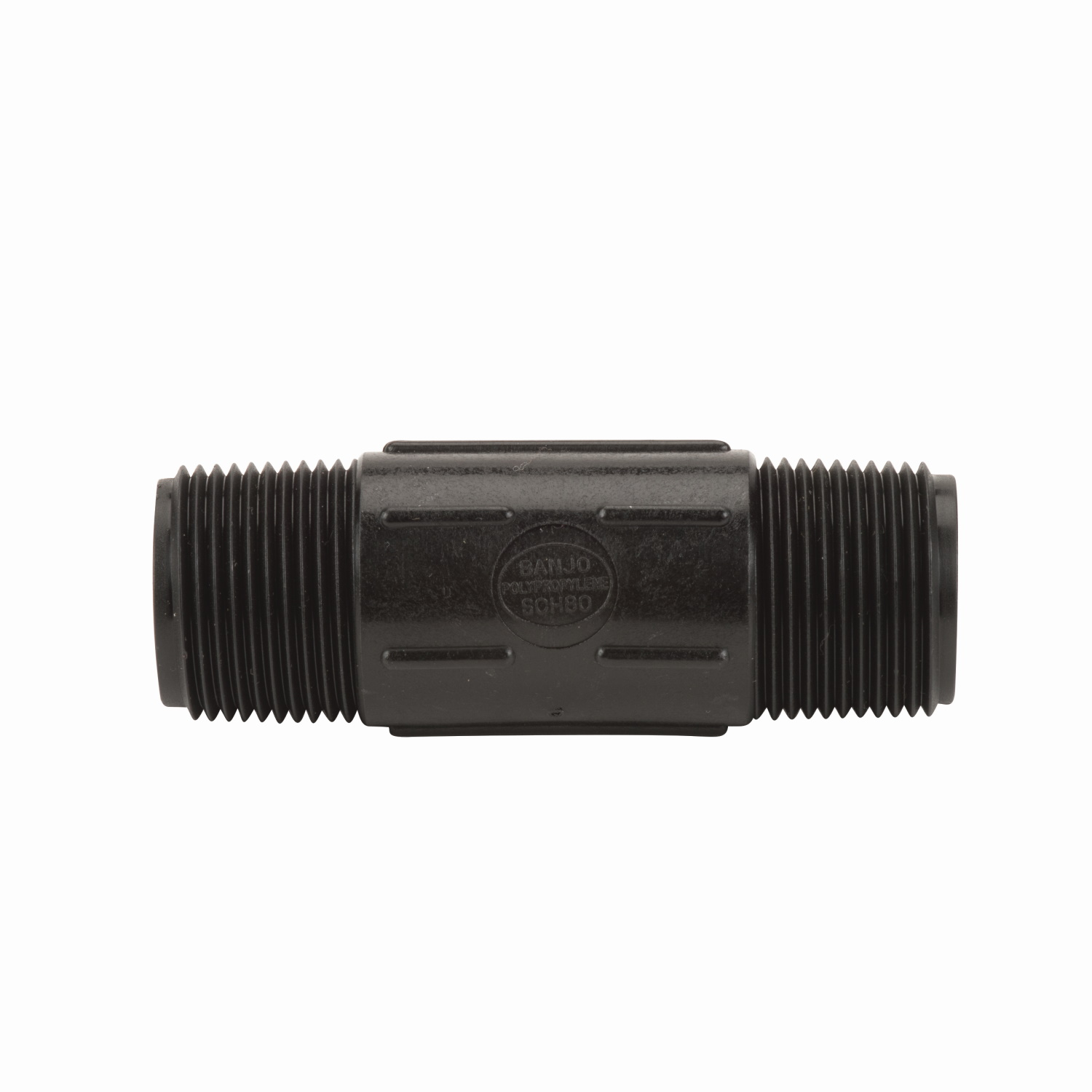 PP Adapter 4-inch Long 1-inch MNPT X 1-inch MNPT | NIP100-4 | Banjo Corporation | Category-Adapter, Connector Type-Male NPT, Material-Polypropylene