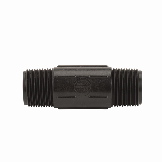 PP Adapter 4-inch Long 1-inch MNPT X 1-inch MNPT | NIP100-4 | Banjo Corporation | Category-Adapter, Connector Type-Male NPT, Material-Polypropylene
