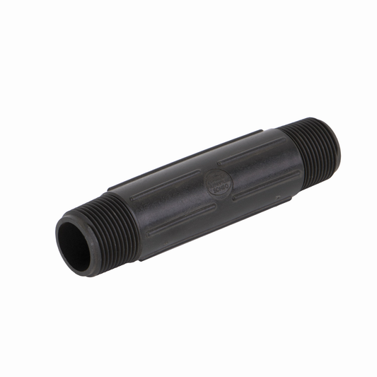 PP Adapter 6-inch Long 1-inch MNPT X 1-inch MNPT | NIP100-6 | Banjo Corporation | Category-Adapter, Connector Type-Male NPT, Material-Polypropylene