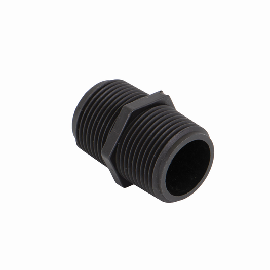 PP Adapter 1-inch MNPT X 1-inch MNPT | NIP100-SH | Banjo Corporation | Category-Adapter, Connector Type-Male NPT, Material-Polypropylene