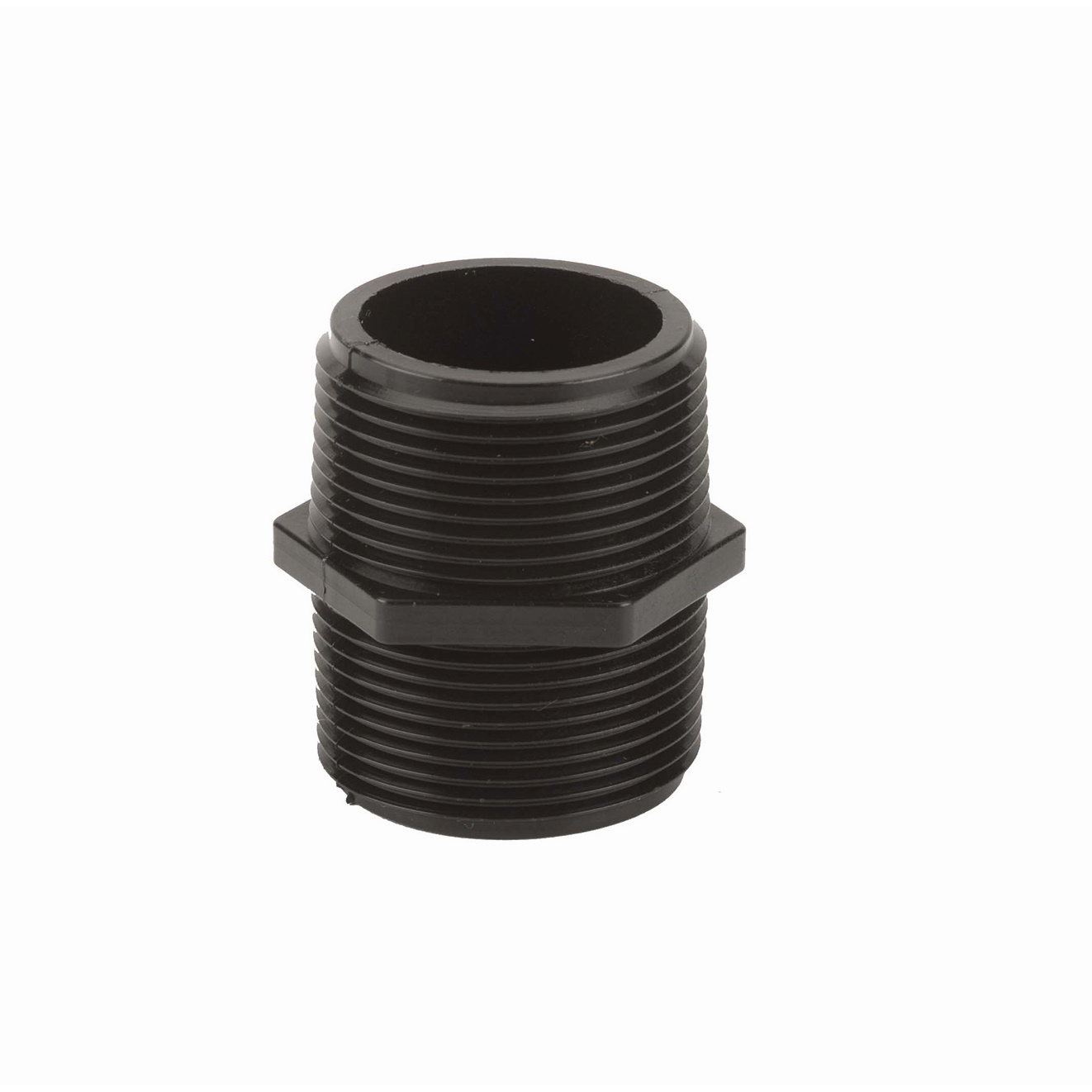 PP Adapter Short 1 1/4-inch MNPT X 1 1/4-inch MNPT | NIP125-SH | Banjo Corporation | Category-Adapter, Connector Type-Male NPT, Material-Polypropylene