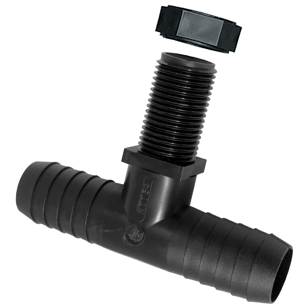 PP Tee 11/16-inch MUN X 3/4-inch HB | NTT34P | TerreMax | Category-Tee, Connector Type-HB, Connector Type-Male UN