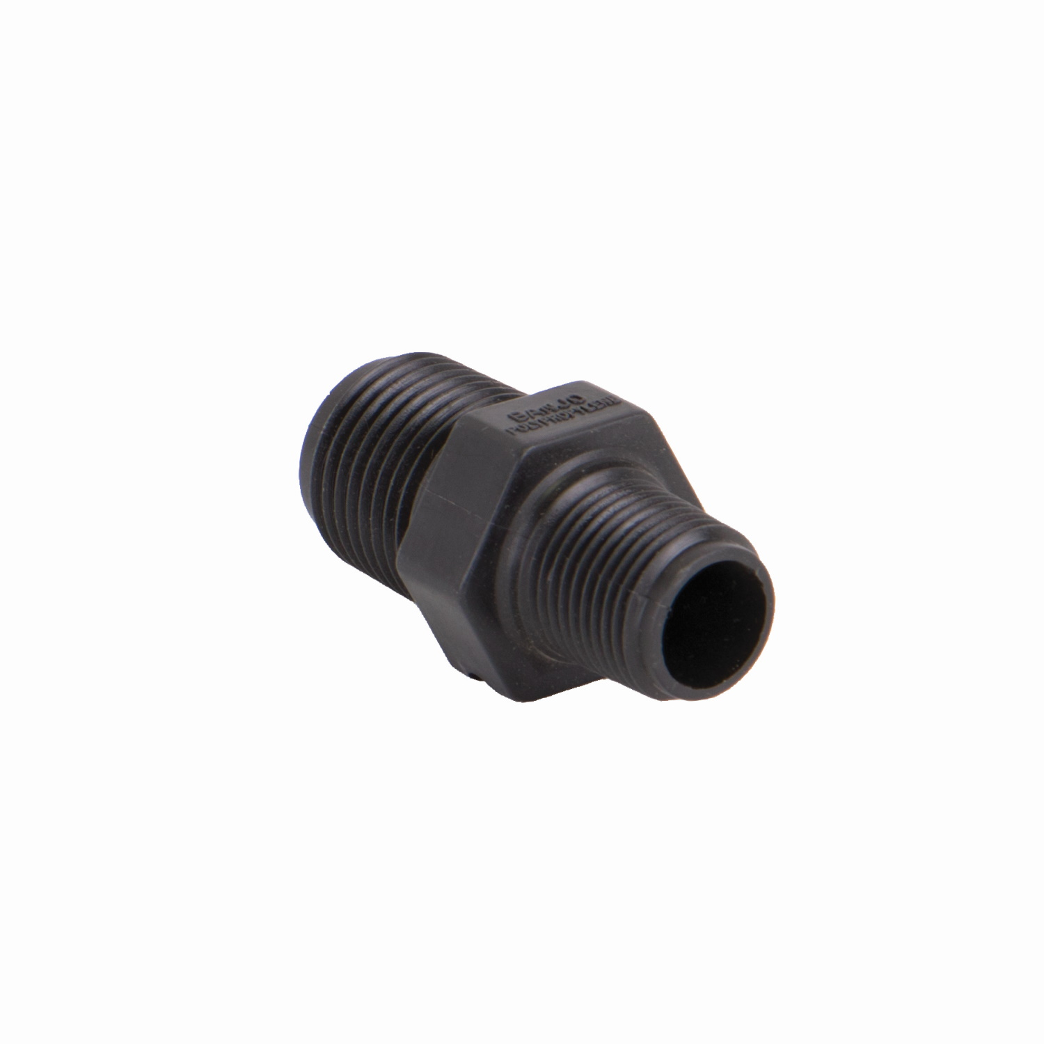 PP Adapter 1/2-inch MNPT X 3/8-inch MNPT | RN050-038 | Banjo Corporation | Category-Adapter, Connector Type-Male NPT, Material-Polypropylene