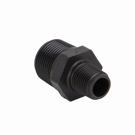 PP Adapter 1-inch MNPT X 1/2-inch MNPT | RN100-050 | Banjo Corporation | Category-Adapter, Connector Type-Male NPT, Material-Polypropylene
