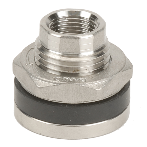 3/8-inch TNK Flange, SS, w/ EPDM GSKT | TF038SS | Banjo Corporation | Category-Bulkhead, Connector Type-Female NPT, Material-Stainless Steel