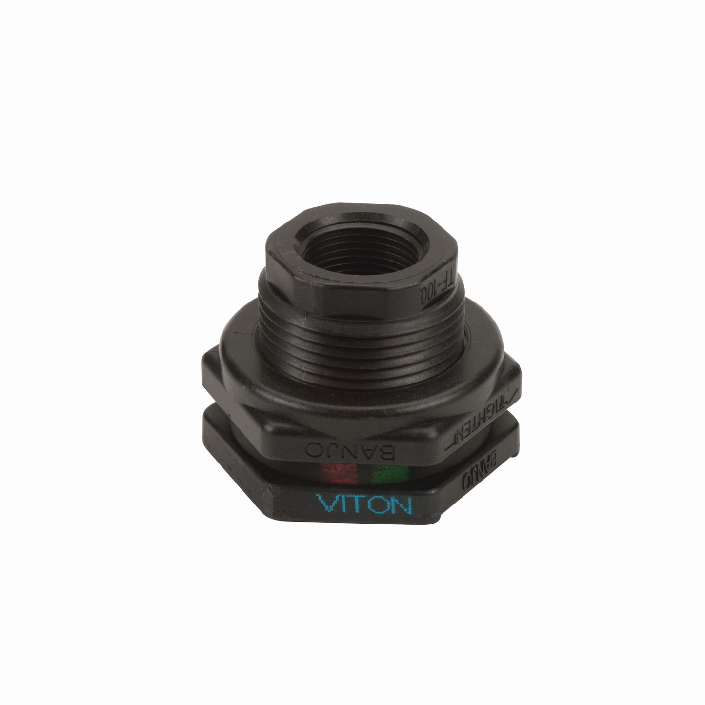 1-inch Tank Flange w/ Extra Thick FKM Gasket | TF100GVXT | Banjo Corporation | Category-Bulkhead, Connector Type-Female NPT, Material-Polypropylene