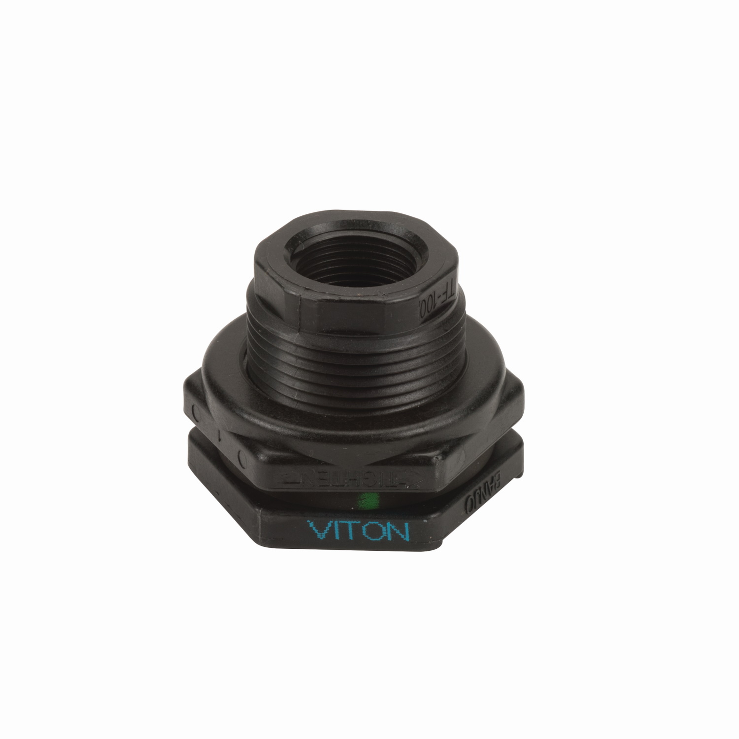 1-inch Poly Bulkhead Fitting w/ FKM Gasket | TF100V | Banjo Corporation | Category-Bulkhead, Connector Type-Female NPT, Material-Polypropylene
