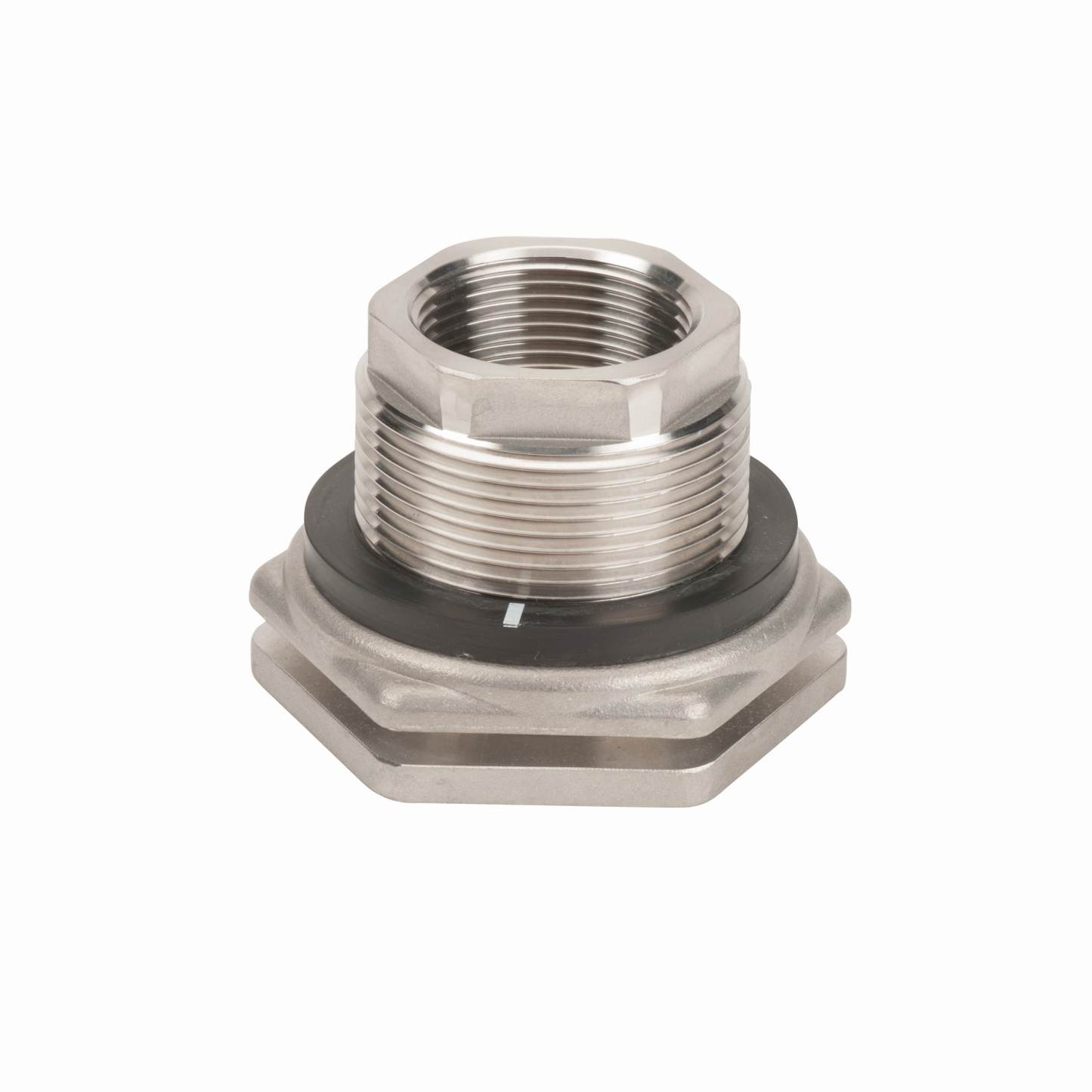 1 1/4-inch SS Bulkhead Tank Fitting w/ EPDM Gasket | TF125SS | Banjo Corporation | Category-Bulkhead, Connector Type-Female NPT, Material-Stainless Steel