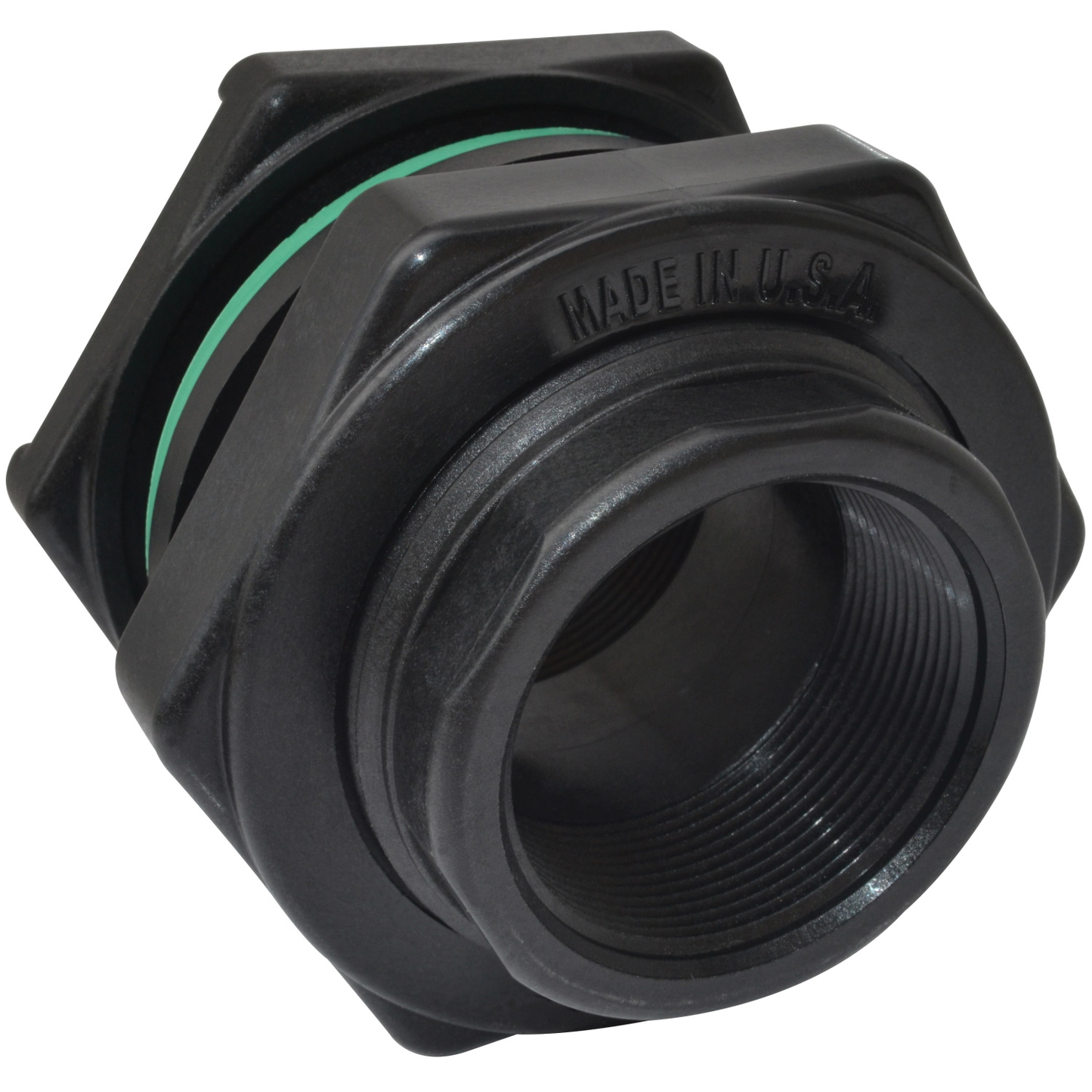 2-inch Poly Bulkhead Flange w/ Gasket, FKM | TF200V | TerreMax | Category-Bulkhead, Connector Type-Female NPT, Material-Polypropylene