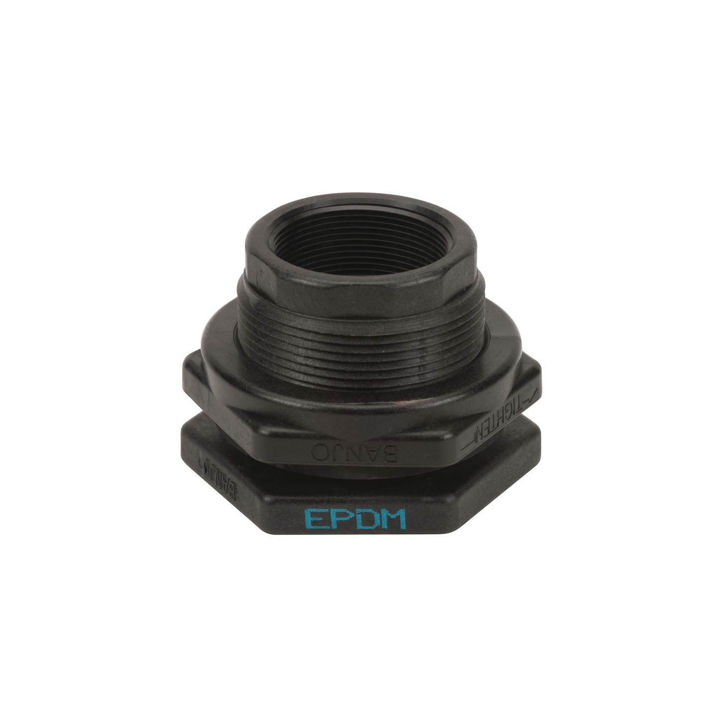 2-inch Poly Bulkhead Tank Fitting w/ EPDM Gasket | TF220 | Banjo Corporation | Category-Bulkhead, Connector Type-Female NPT, Material-Polypropylene