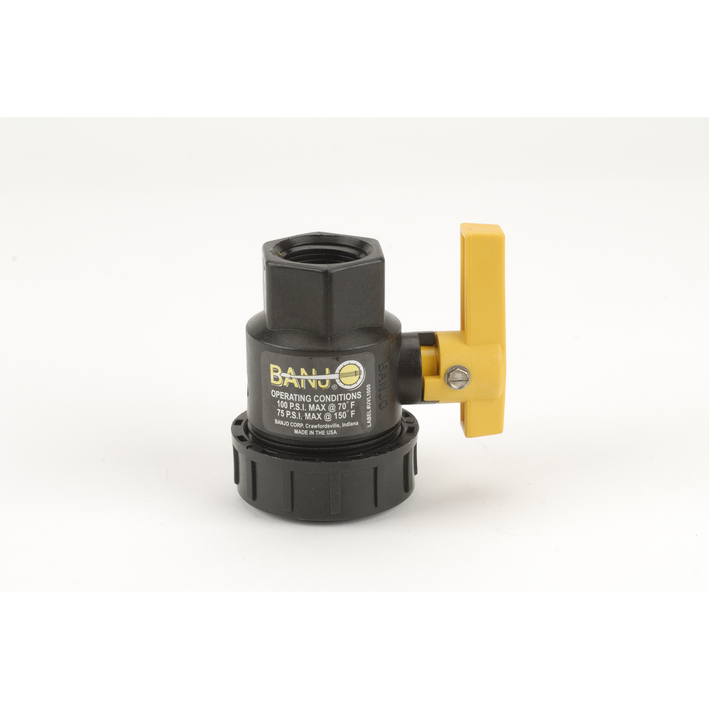 3/4-inch FP Single Union Valve | UV075FP | Banjo Corporation | Category-Valve, Connector Type-Female NPT, Material-Polypropylene
