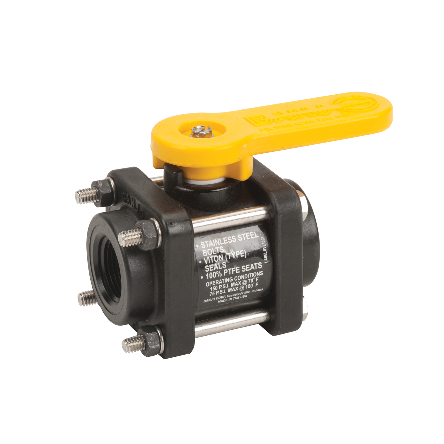 PP Valve Ball 3/4-inch FNPT X 3/4-inch FNPT | V075 | Banjo Corporation | Category-Valve, Connector Type-Female NPT, Material-Polypropylene