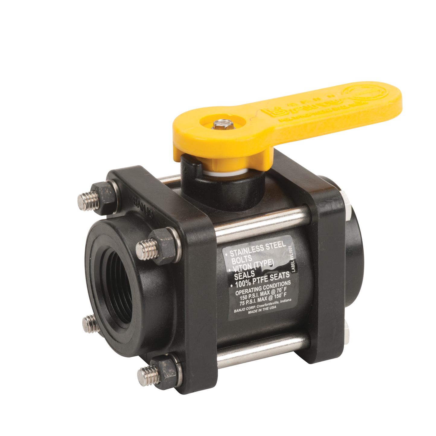 PP Valve Full Port 1-inch FNPT X 1-inch FNPT | V100FP | Banjo Corporation | Category-Valve, Connector Type-Female NPT, Material-Polypropylene