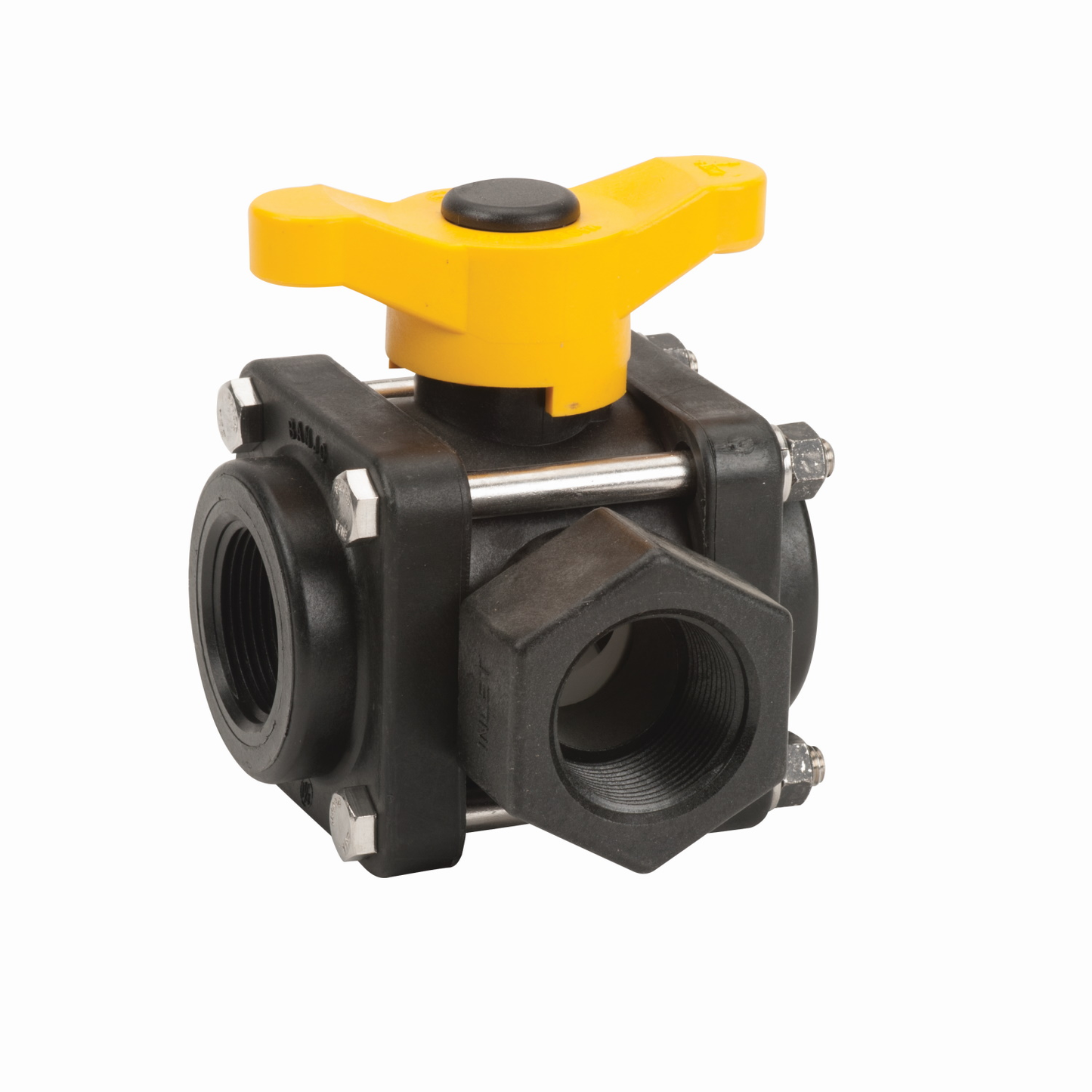 PP Valve 3 Way Side 1 1/4-inch FNPT X 1 1/4-inch FNPT | V125SL | Banjo Corporation | Category-Valve, Connector Type-Female NPT, Material-Polypropylene