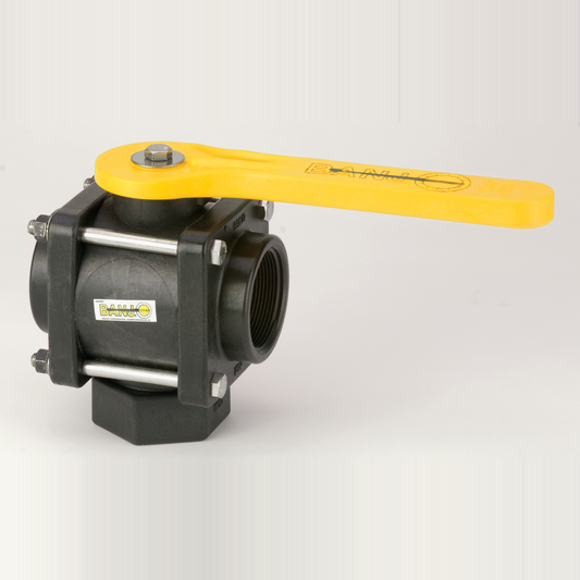 PP Valve 3 Way BTM 2-inch FNPT X 2-inch FNPT | V200BL | Banjo Corporation | Category-Valve, Connector Type-Female NPT, Material-Polypropylene