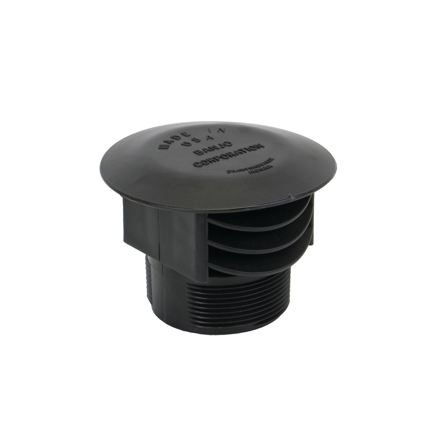 3-inch Anti Vortex Vent Cap w/o Screen | VC300 | Banjo Corporation | Category-Bulkhead, Connector Type-Male NPT, Material-Polypropylene